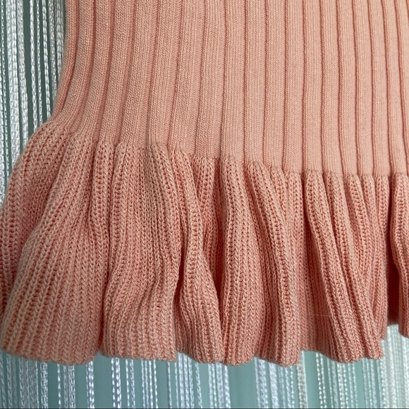 Pink Color Knit Stretchy Ribbed Ruffle Tube Top Size Small - Picture 7 of 15